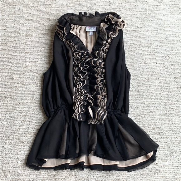 Neiman Marcus Tops - Black ruffle blouse